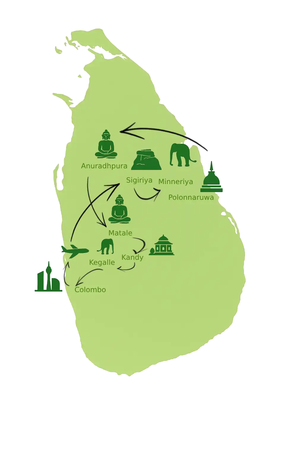 cultural heritage & hill country journey sri lanka 5 days Itinerary overview map