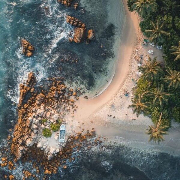 Stunning arial view of Mirissa beach
