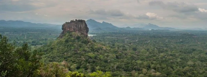 Distant view of mighty sigiriya rock