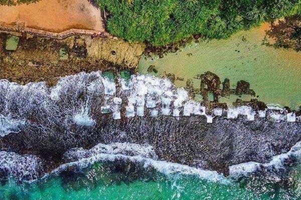 Aerial view of Thalpe Beach Natural pools Sri Lanka
