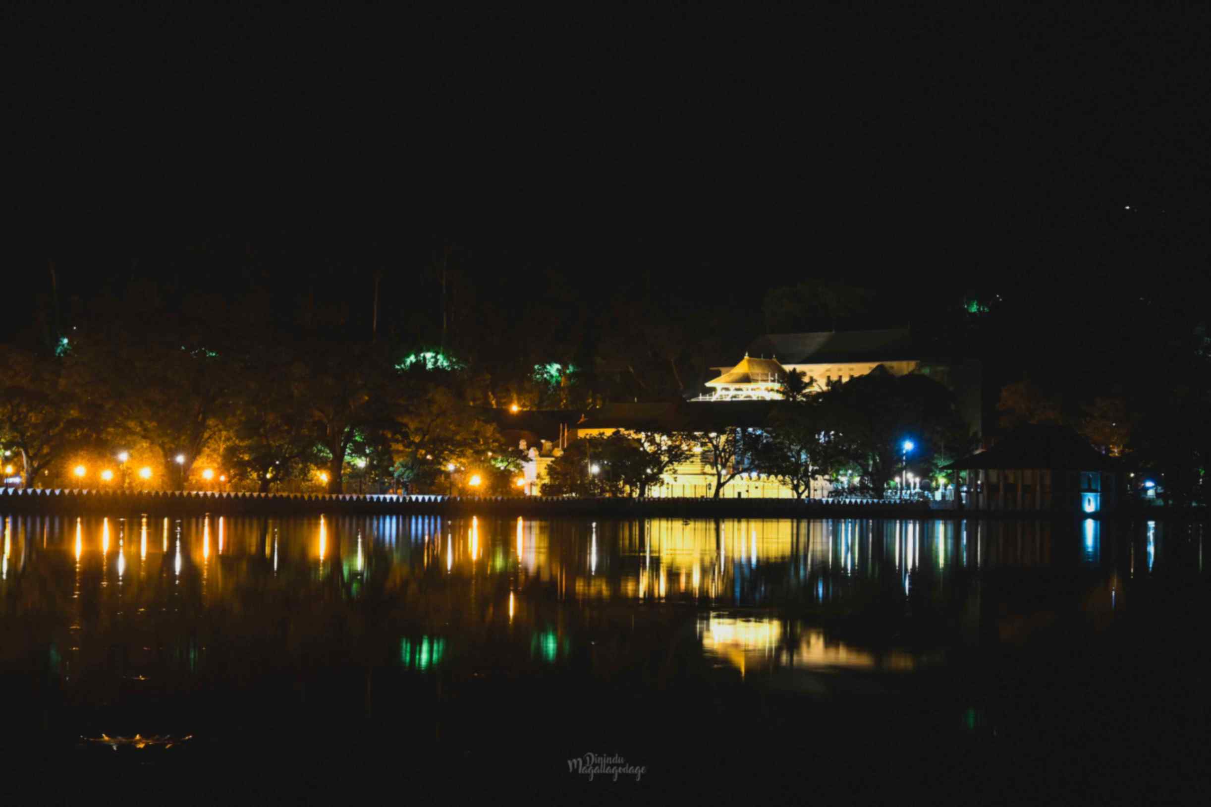 Temple of Tooth Relic, Night view over Kandy Lake